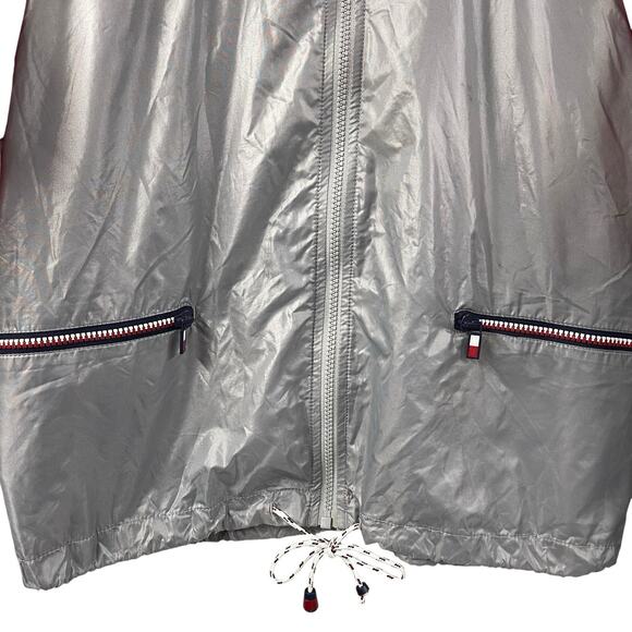 Tommy Jeans Jacket Unlined Windbreaker Large Vintage Silver Blue Red Nylon - Picture 3 of 8